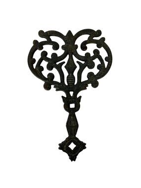 Vintage Cast Iron Kitchen Trivet Black Key Shaped Farmhouse Wall Decor Hot Pad